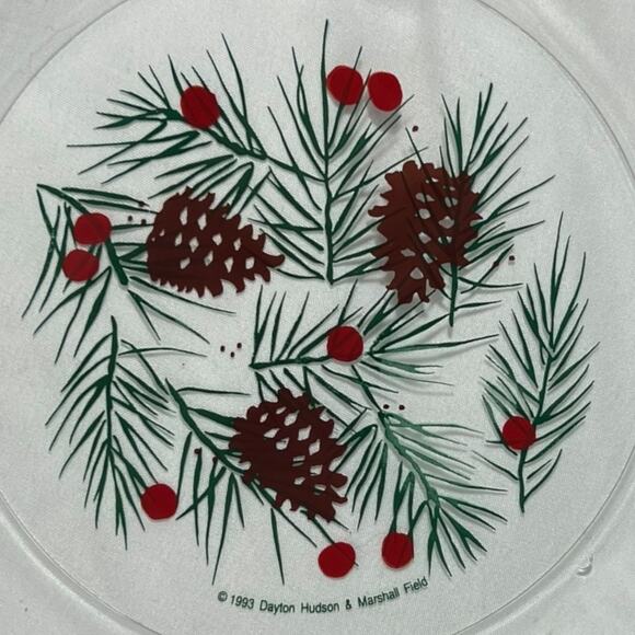 Vintage Clear Glass Christmas Plate Pine Cone Berry Pattern 1993 - Picture 5 of 16